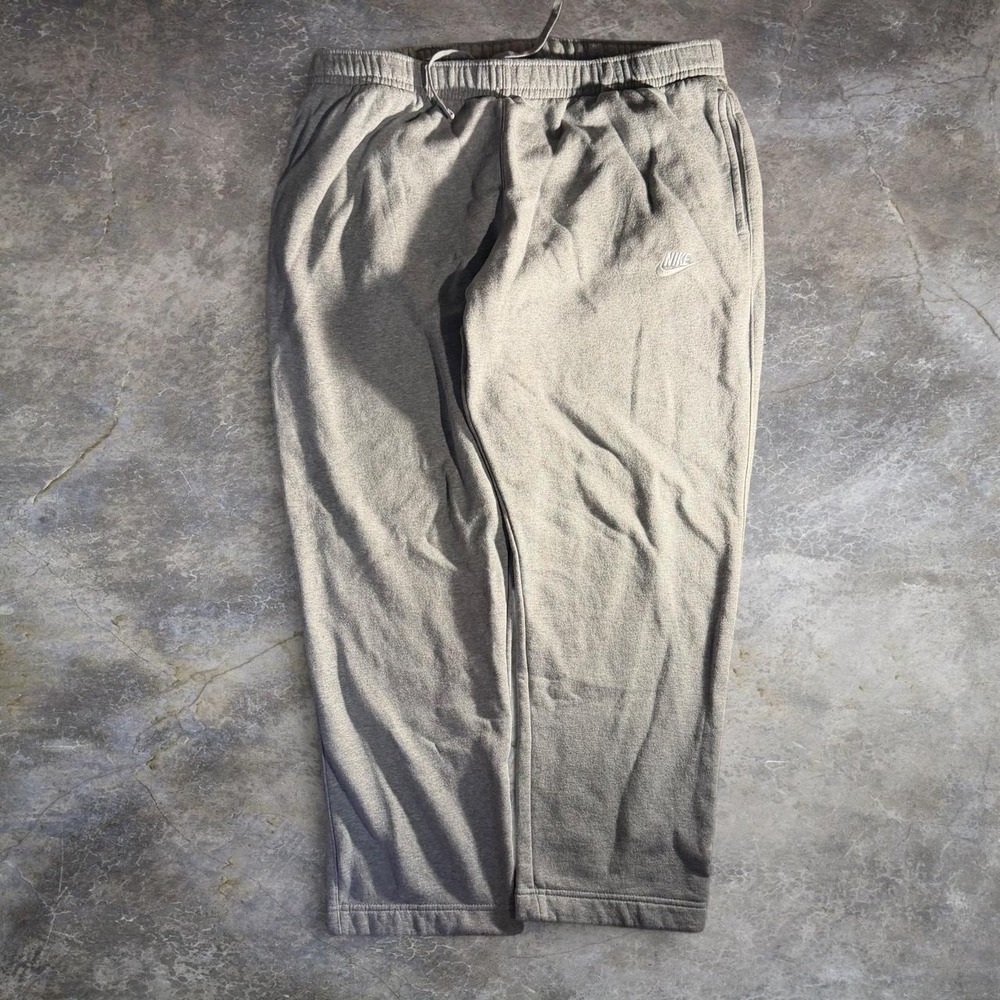 Nike Gray Fleece Sweatpants Joggers Embroidered Swoosh Mens XXL